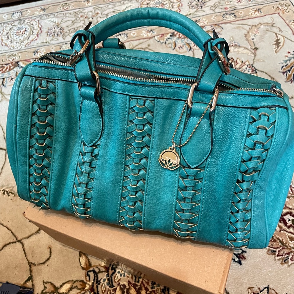 Big Buddha teal leather handbag